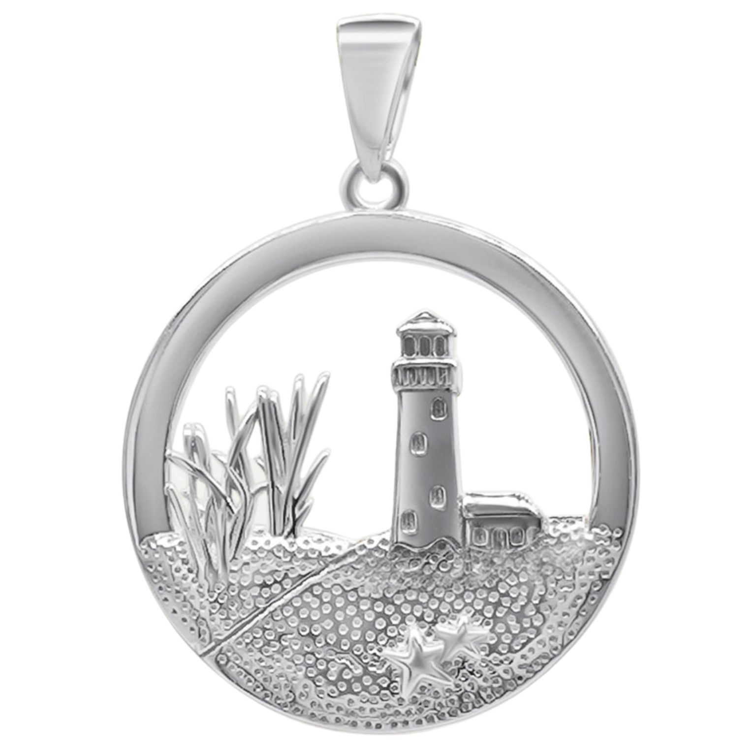 Kettenanhänger Leuchtturm Rund / Düne - Silber