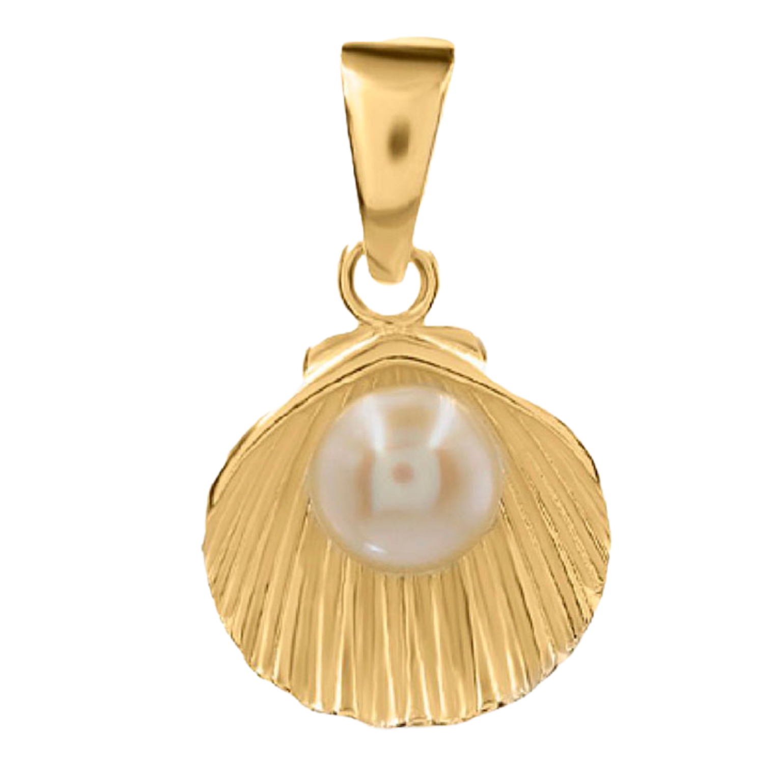 Kettenanhänger Muschel mit Perle - 18k vergoldet