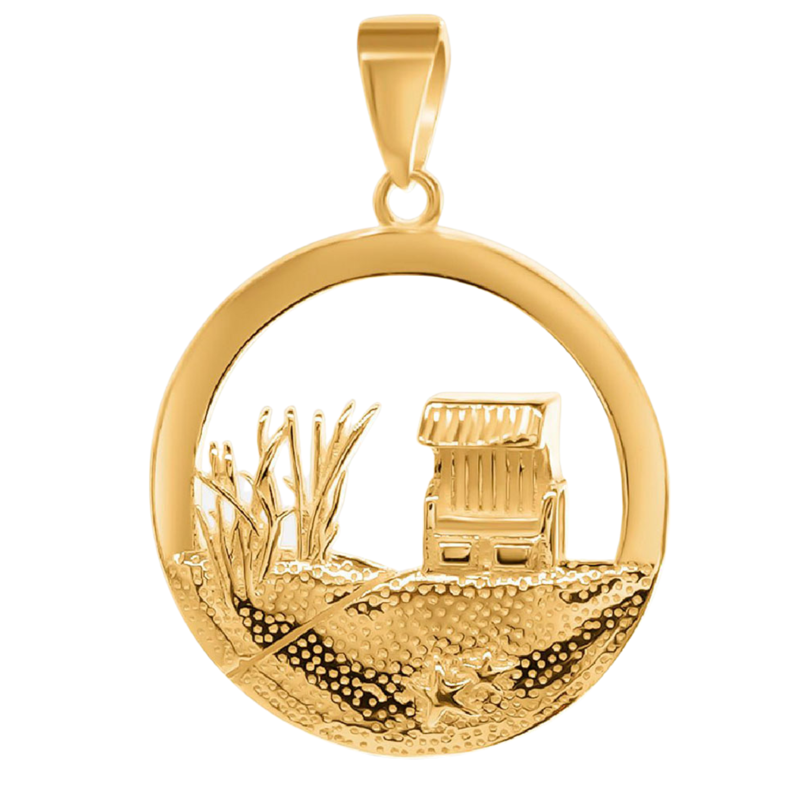 Kettenanhänger Strandkorb Rund / Düne - Gold