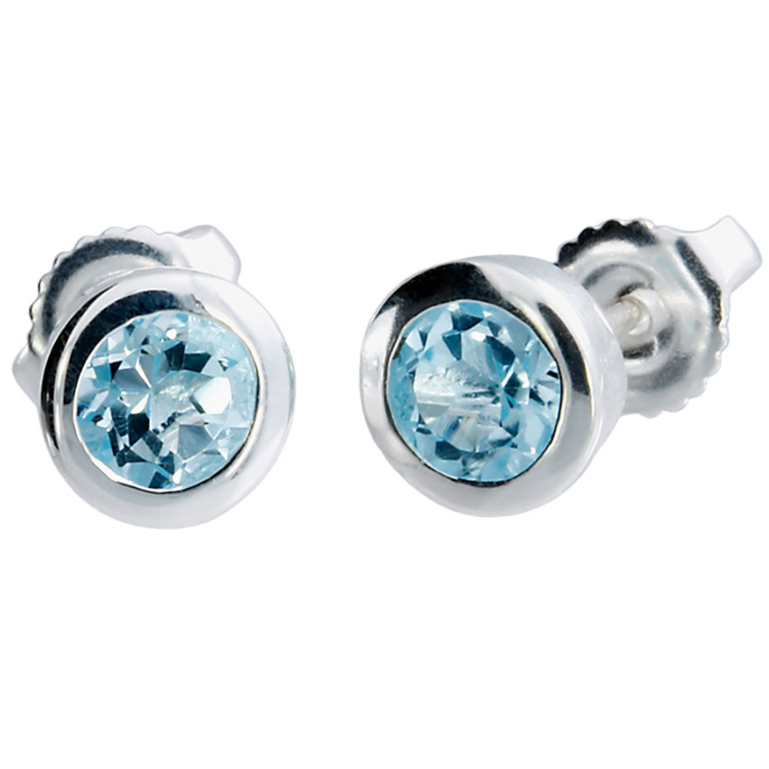 Ohrstecker Silber mit Sky blue Topas (5mm)