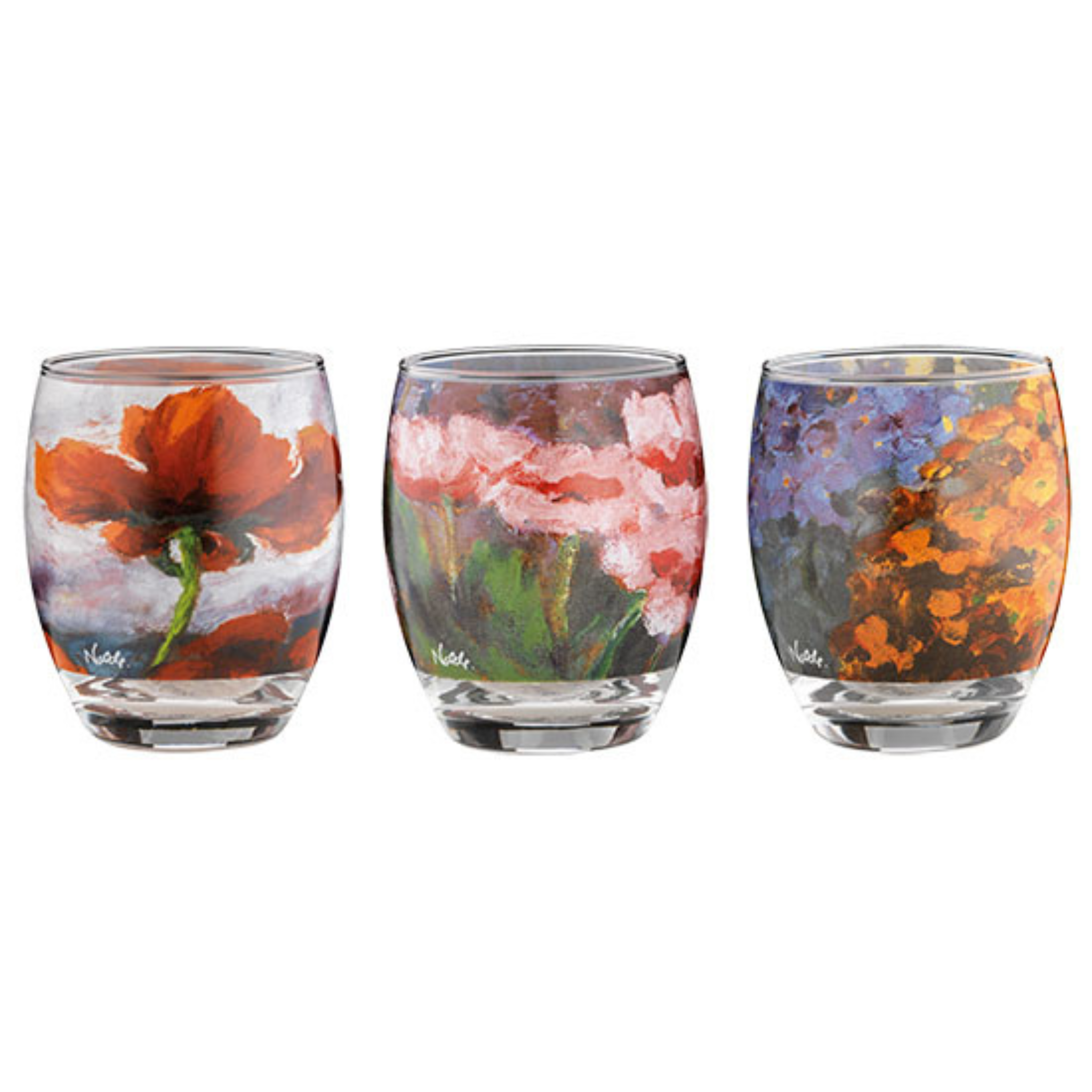 Emil Nolde: 3 Teelichtgläser "Blumen" im Set