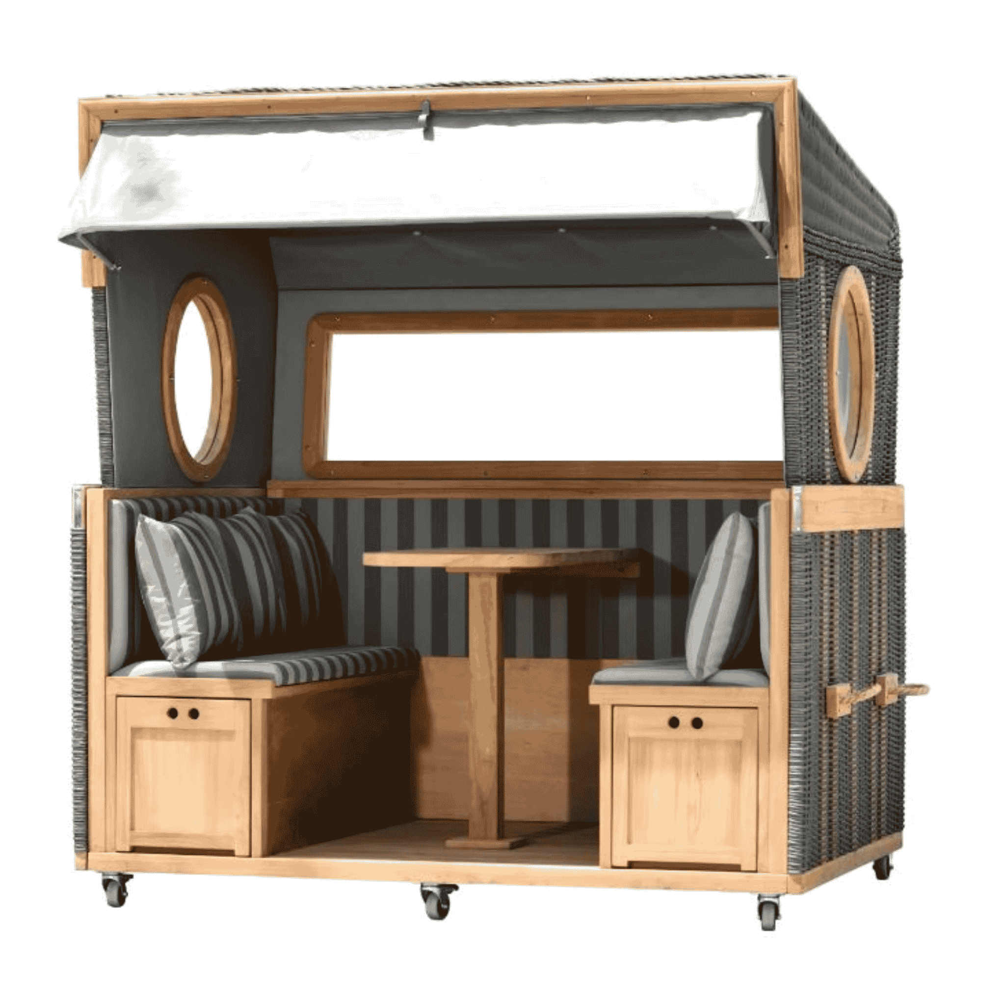 Gosch-Lounge Strandkorb 6-Sitzer Teak - PE grau - Modell 537