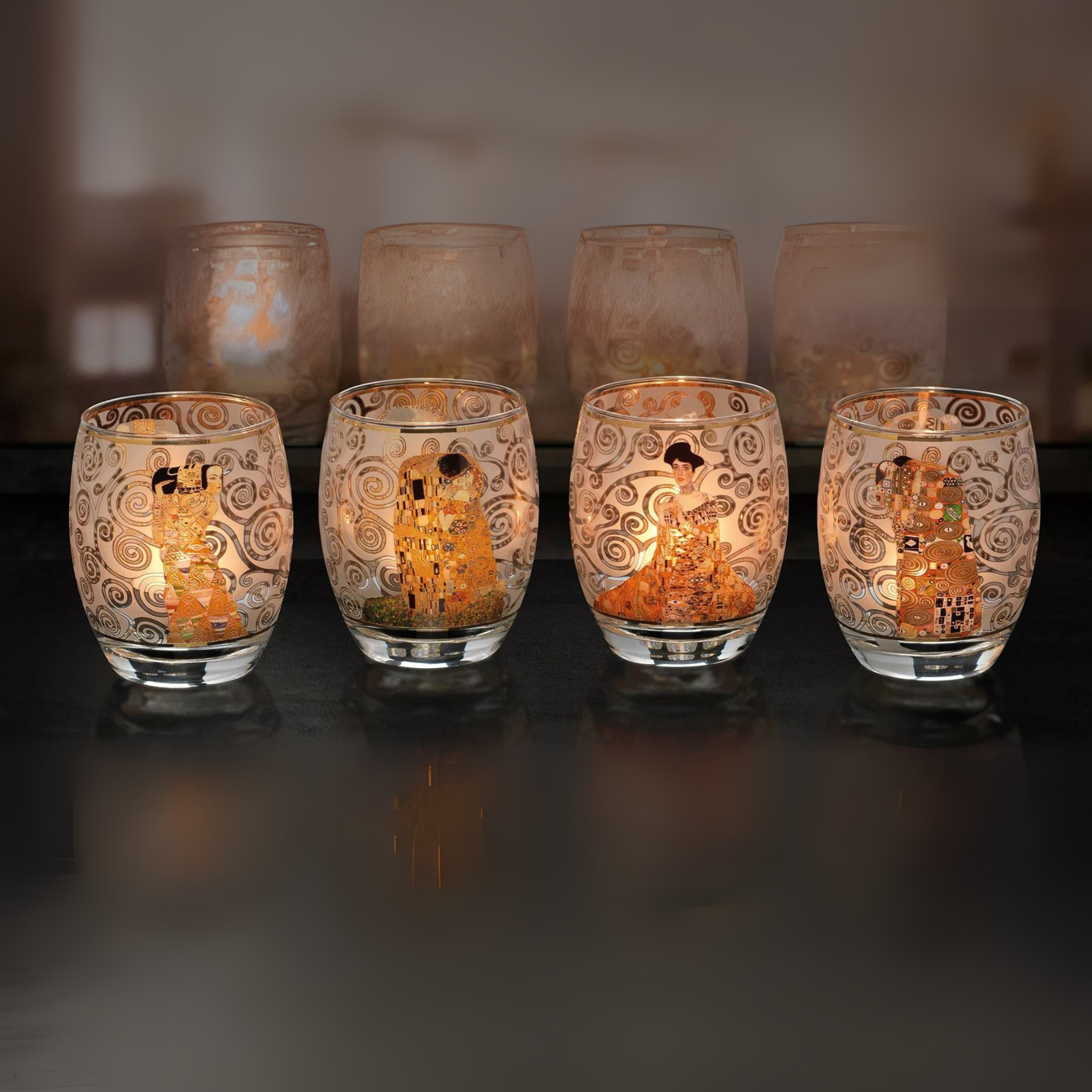 Gustav Klimt: 4 Teelichtgläser