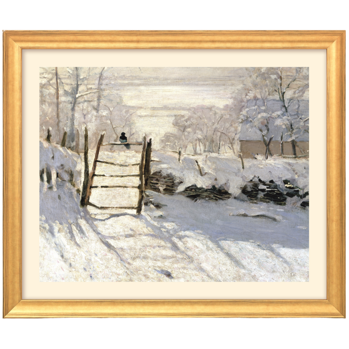 Claude Monet: "Die Elster" (goldfarben gerahmt)
