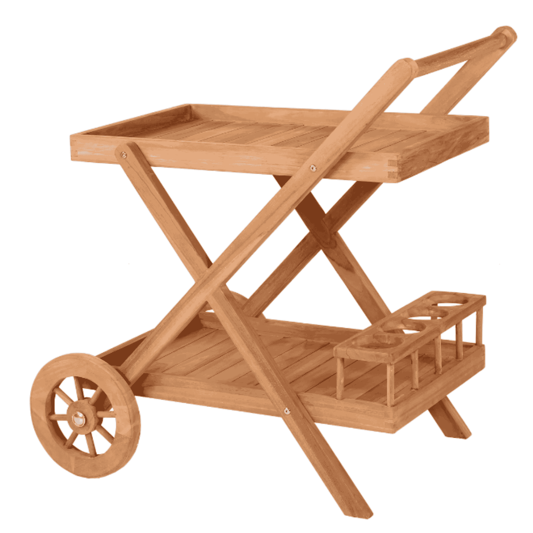 Teakholz Servierwagen mit Rollen Chester