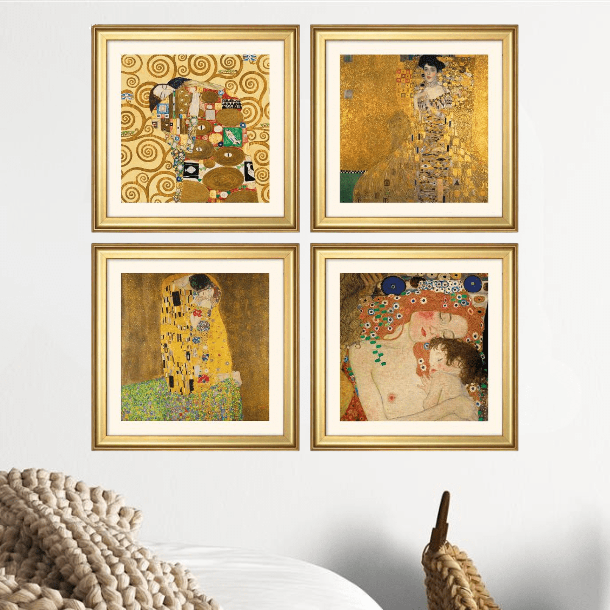Gustav Klimt: 4 Bilder im Set (gerahmt)