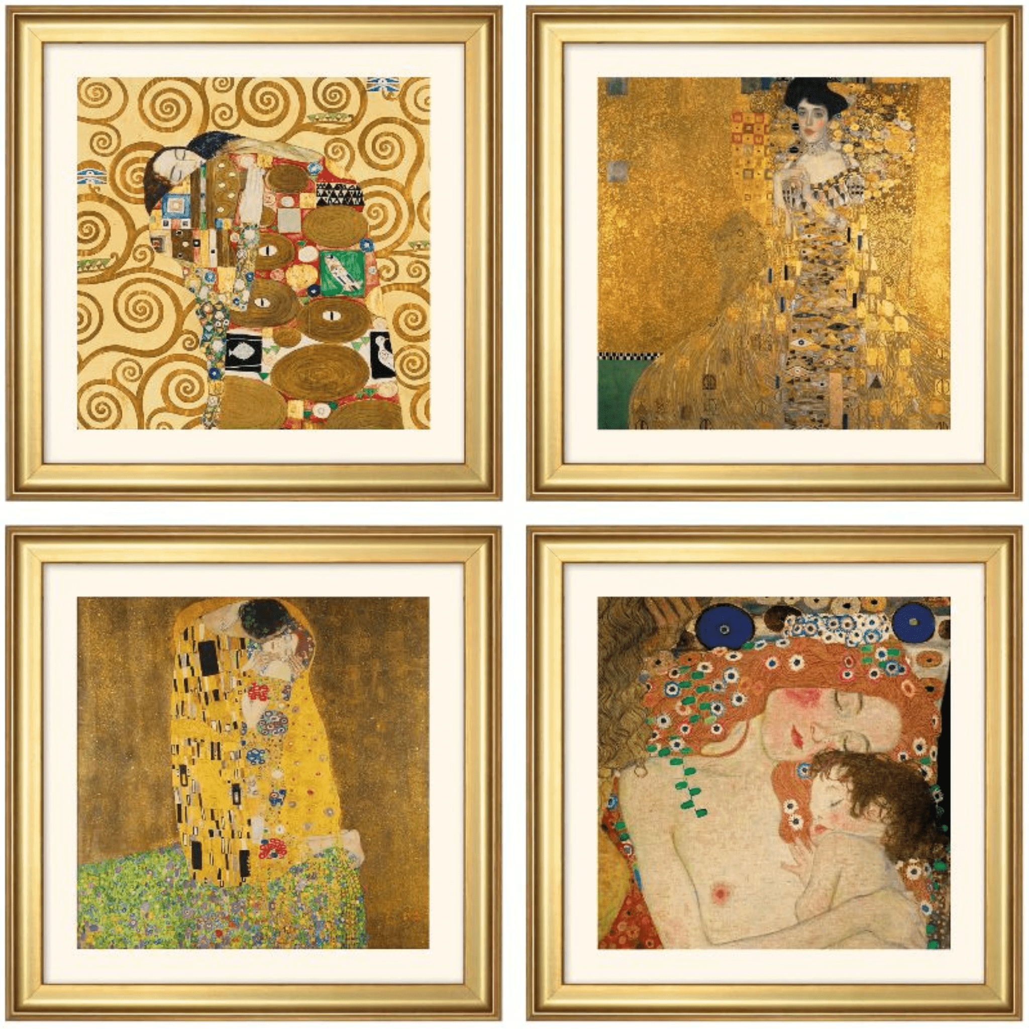 Gustav Klimt: 4 Bilder im Set (gerahmt)