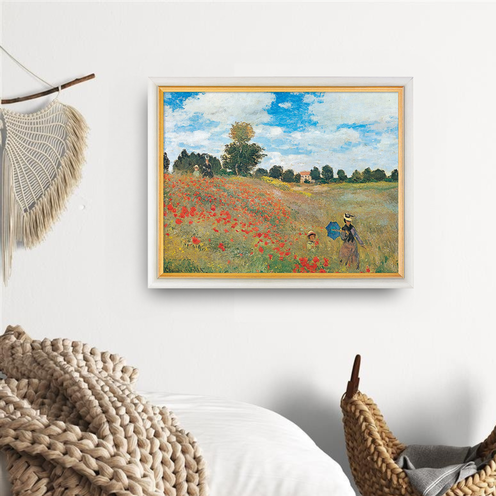 Claude Monet: Bild "Les coquelicots à Argenteuil (Das Mohnfeld bei Argenteuil)" (1873) gerahmt