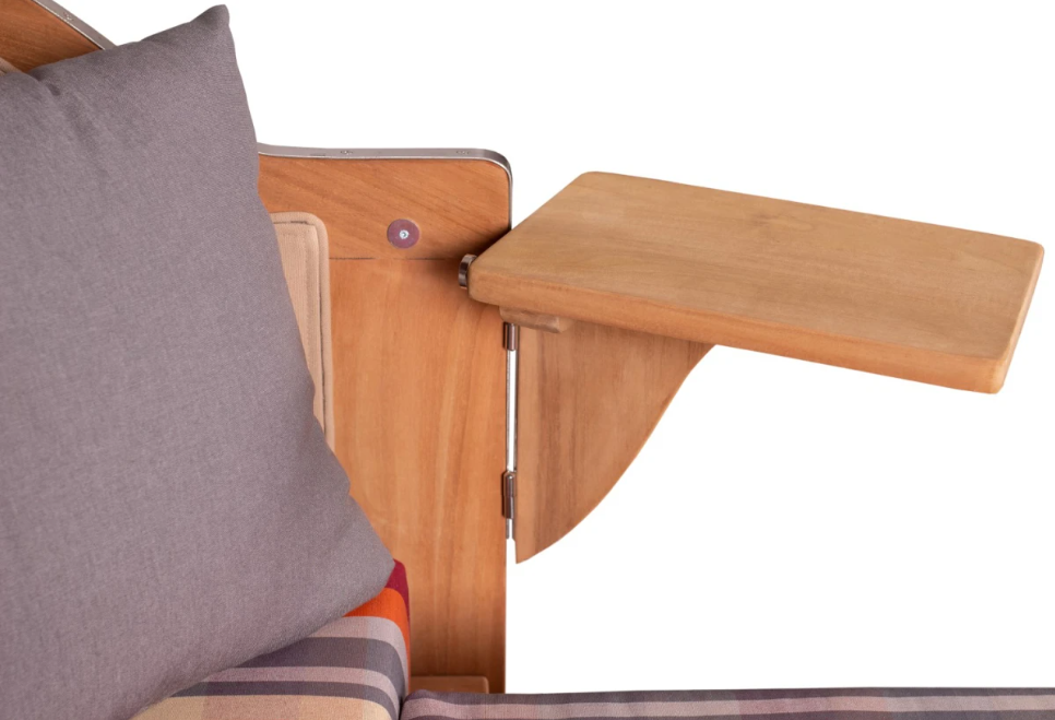 Strandkorb Düne Teak Bullauge Dessin 584 inkl. Sekt-/Champagnerkühler