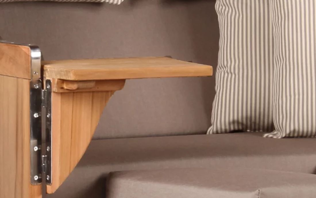 Strandkorb Düne Teak Bullauge Dessin 534 inkl. Feuerschale IDAHO