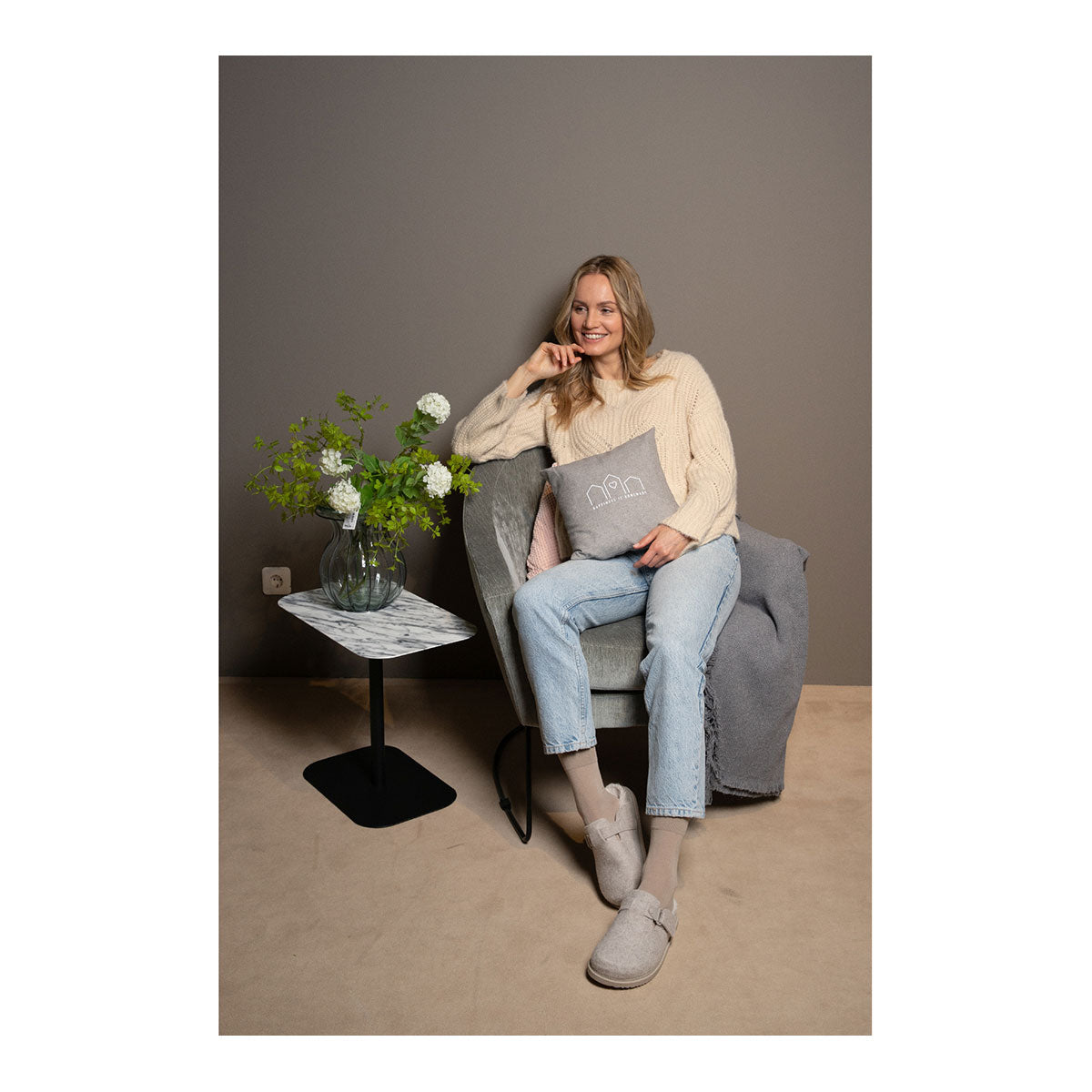 Flanell Zirbenkissen (Hellgrau, 30x30cm)