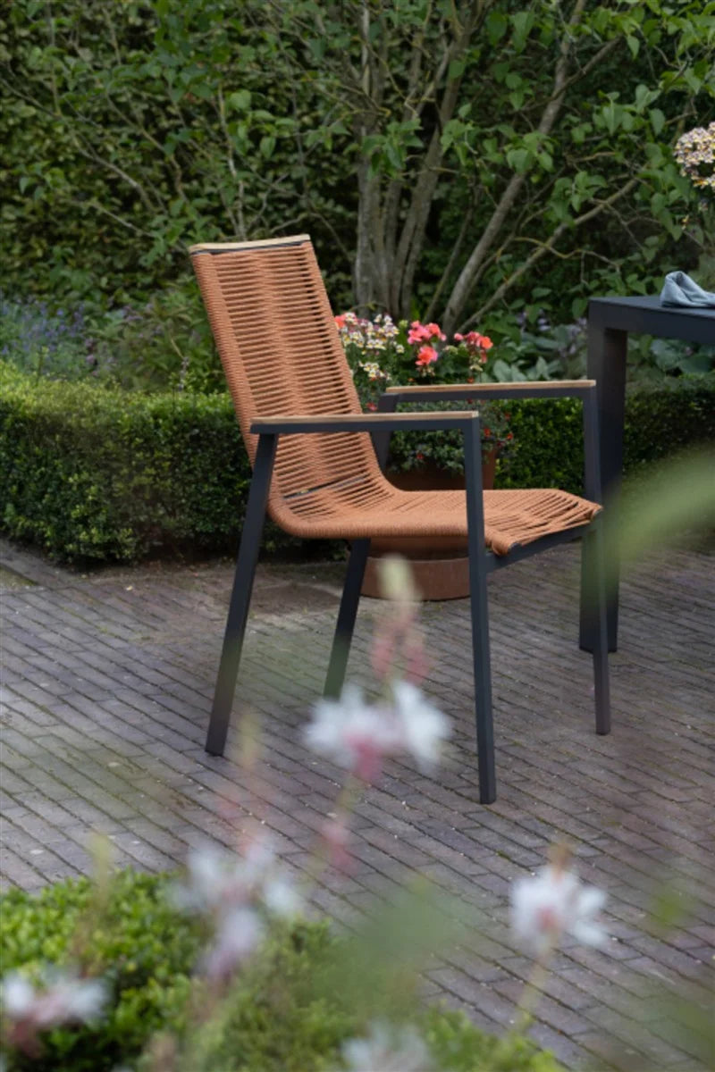 Gartenmöbelset Diningsessel Alicante terracotta mit Tisch Tarifa (90x90 cm)