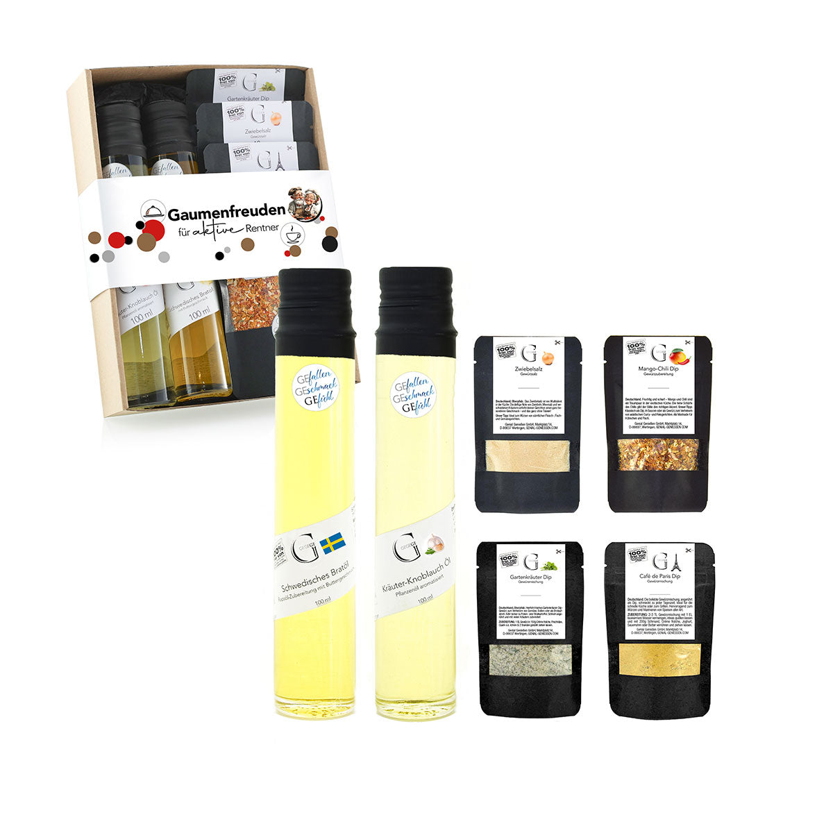 Geschenk-Set "Gaumenfreuden für aktive Rentner"