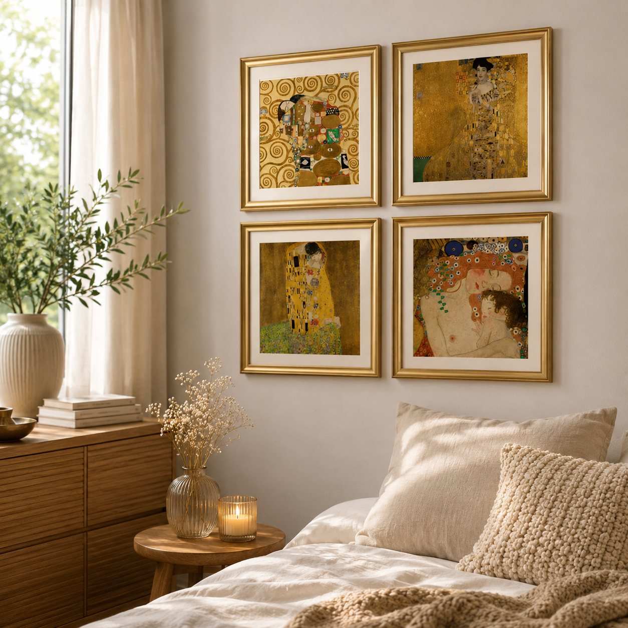 Gustav Klimt: 4 Bilder im Set (gerahmt)