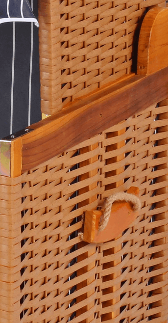 Hunde- und Katzenstrandkorb gestreift/blau PE beige