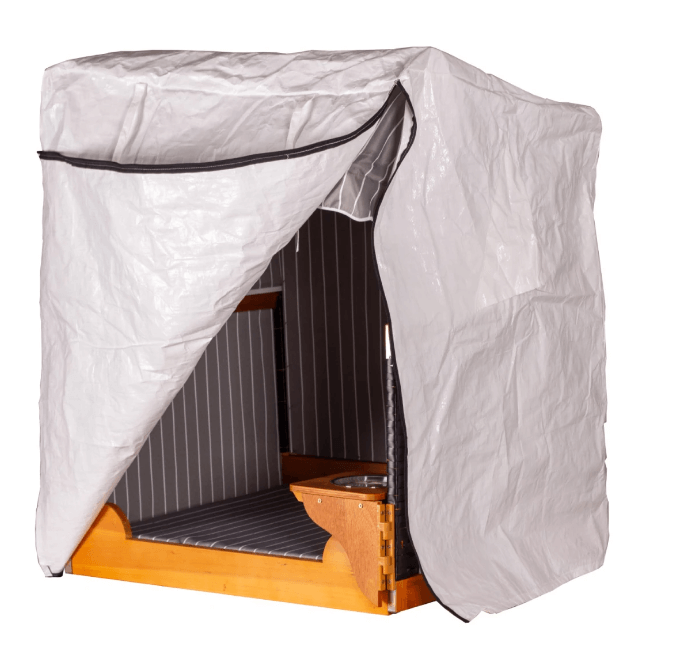 Hunde- und Katzenstrandkorb gestreift/blau PE beige