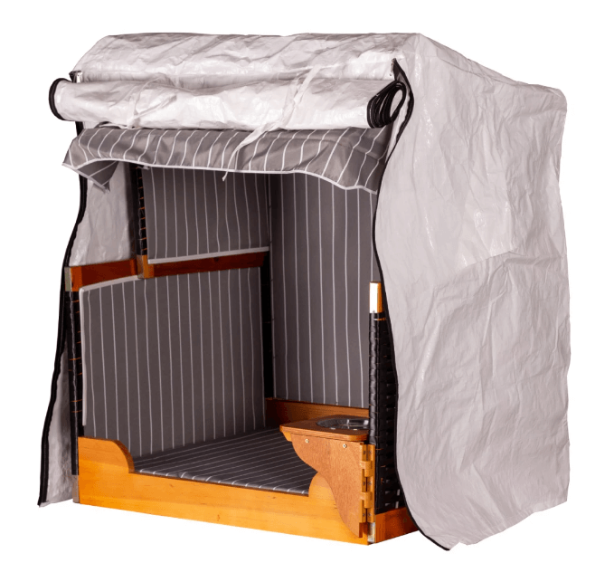 Hunde- und Katzenstrandkorb gestreift/blau PE beige