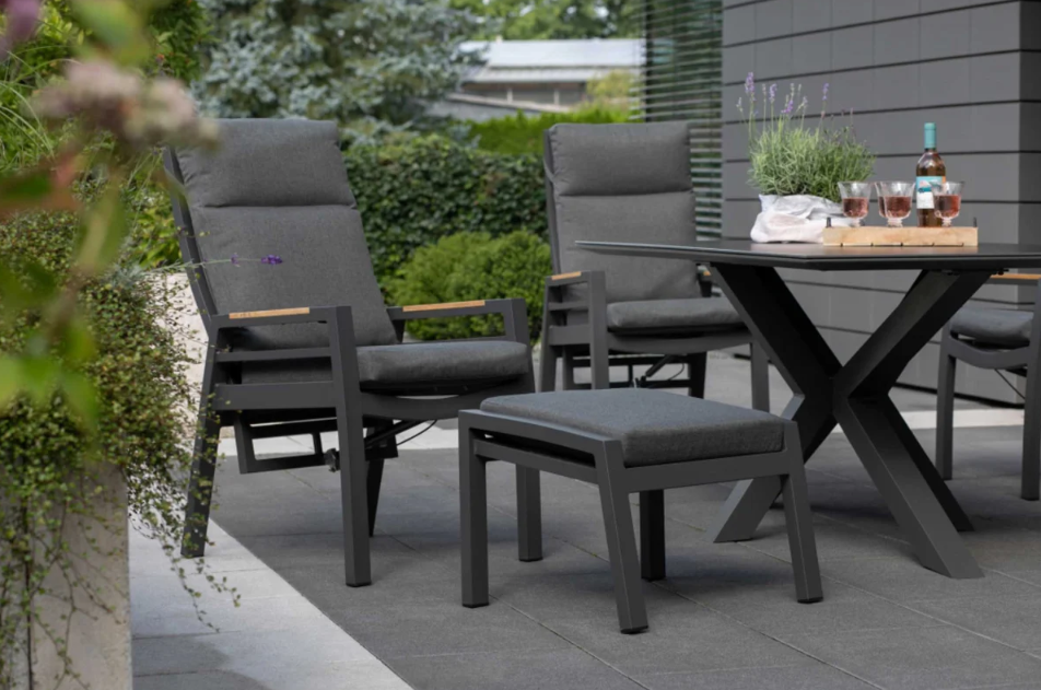 Hocker Sevilla Alu/Textilene inkl. Kissen anthrazit