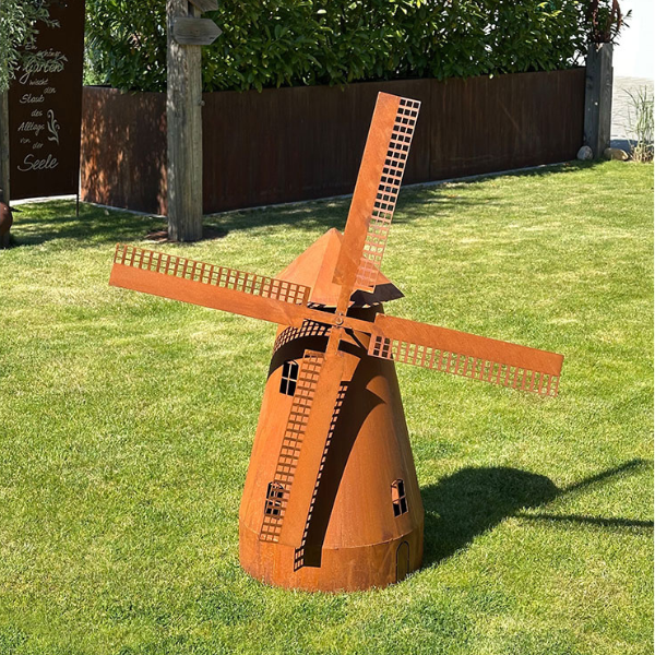 Drehbare Windmühle inkl. Beleuchtung - Edelrost