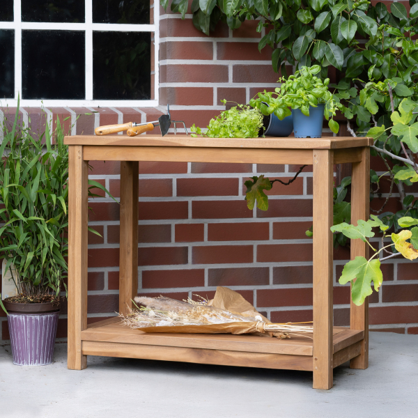 Pflanztisch Salford Teak mit Ablage