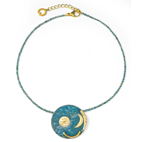 Petra Waszak: Collier "Himmelsscheibe von Nebra" mit Perlen