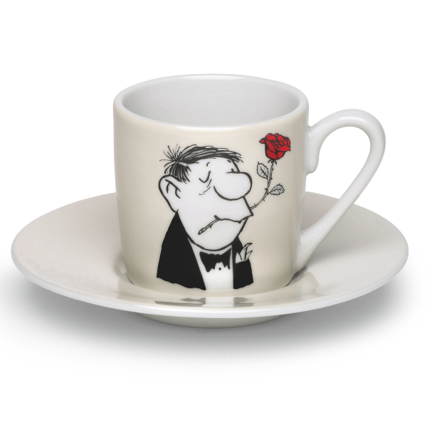 Loriot: 4 Espressotassen mit Künstlermotiven im Set - Porzellan