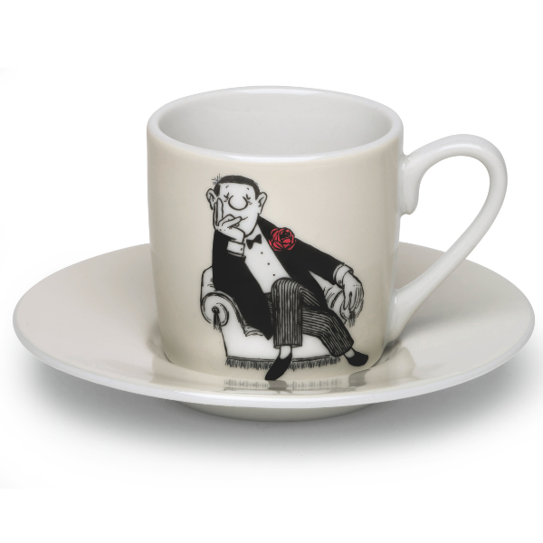 Loriot: 4 Espressotassen mit Künstlermotiven im Set - Porzellan