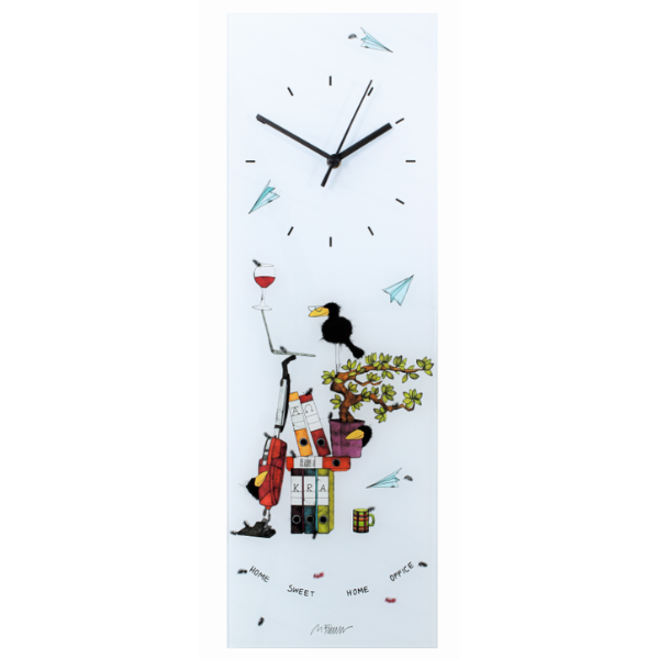 Michael Ferner: Wanduhr "Home Sweet Home Office (II)" - Glas