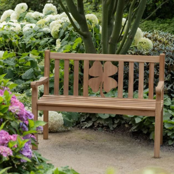 Teakholz Gartenbank Kleeblatt 120 cm
