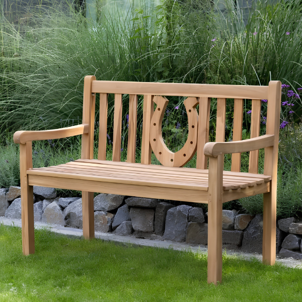 Teakholz Gartenbank Hufeisen 120 cm