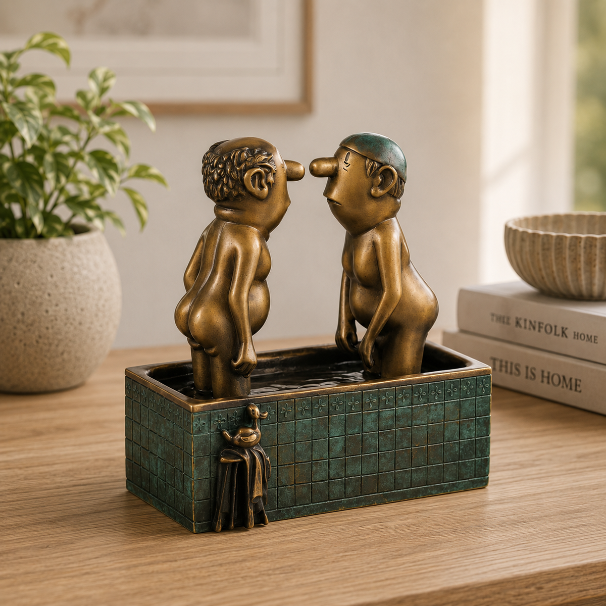 Loriot: Skulptur "Herren im Bad" Bronze