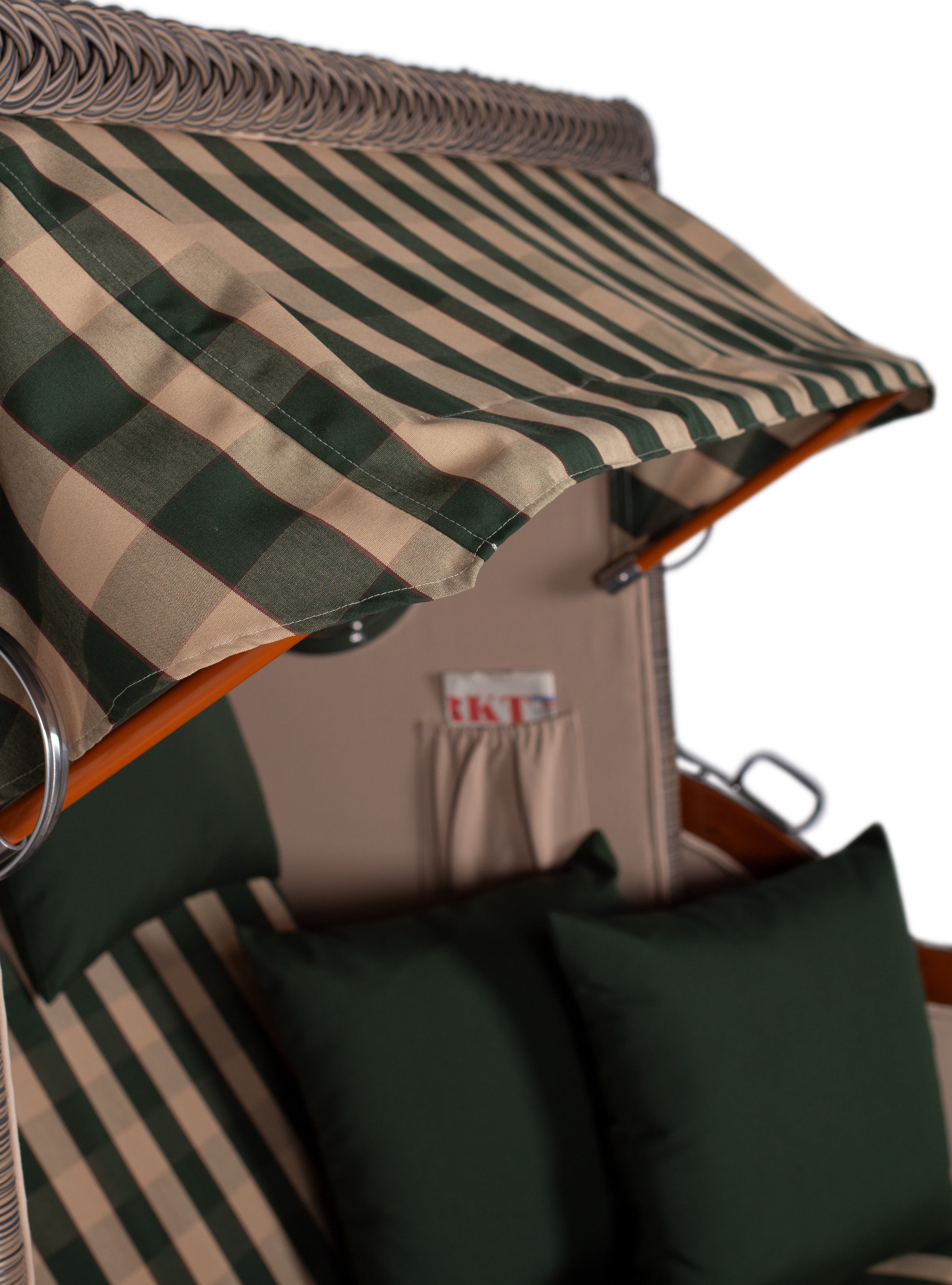 Strandkorb Düne Bullauge Mahagoni PE Grey Dessin 506 inkl. Sekt-/Champagnerkühler