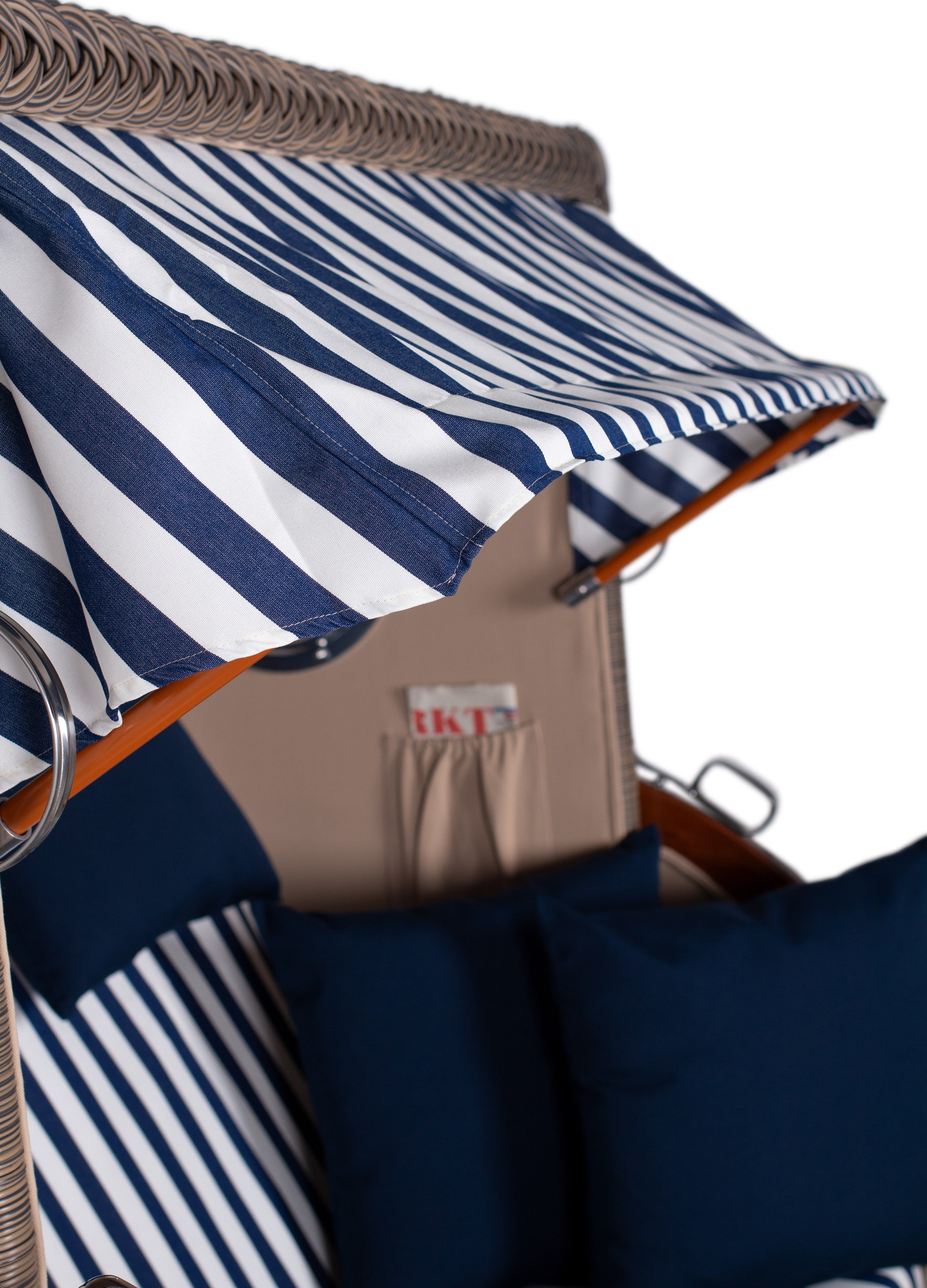 Strandkorb Düne Bullauge Mahagoni PE Grey Dessin 518 inkl. Sekt-/Champagnerkühler