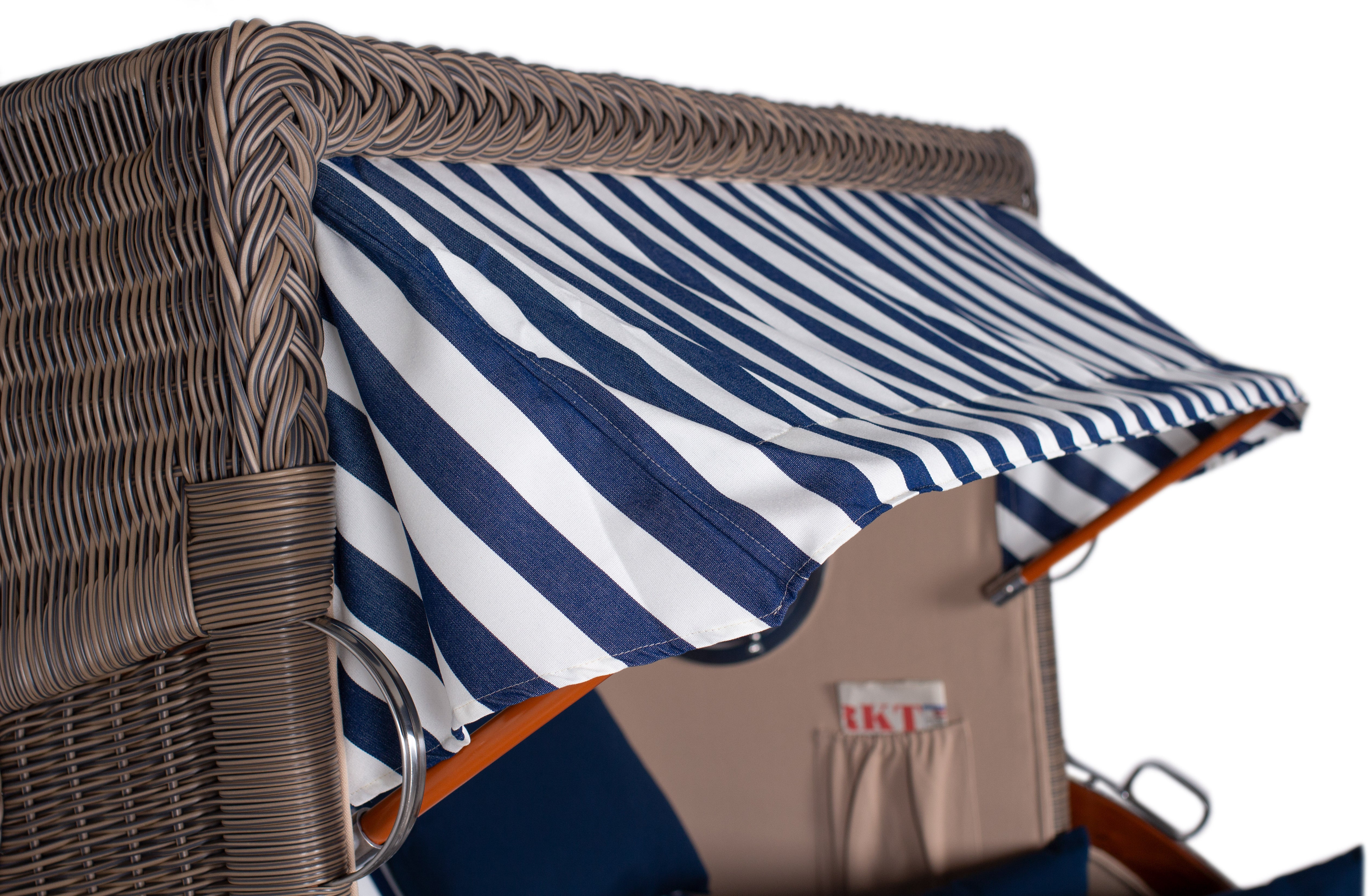 Strandkorb Düne Bullauge Mahagoni PE Grey Dessin 518 inkl. Sekt-/Champagnerkühler