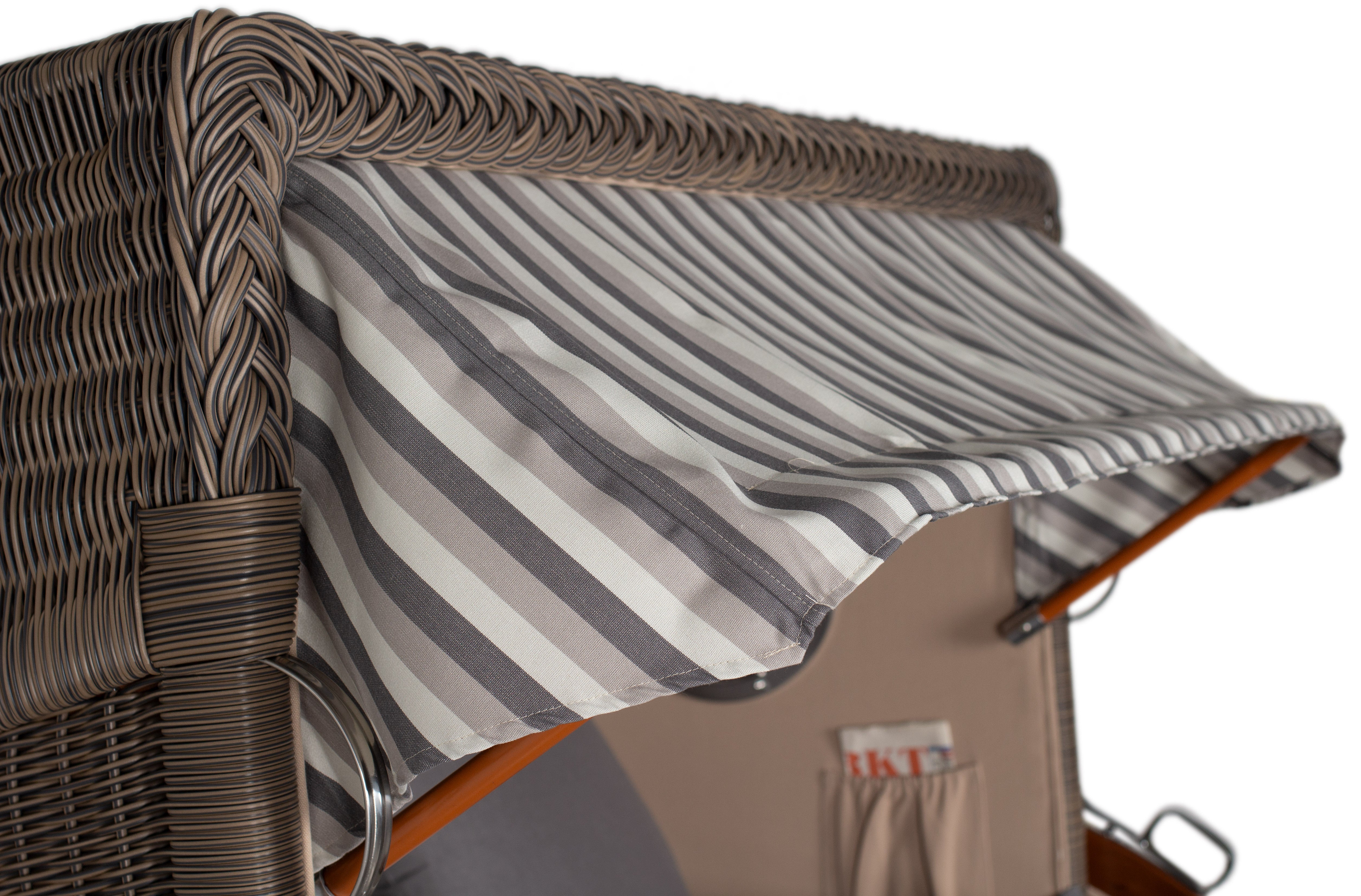 Strandkorb Düne Bullauge Mahagoni PE Grey Dessin 545 inkl. Sekt-/Champagnerkühler