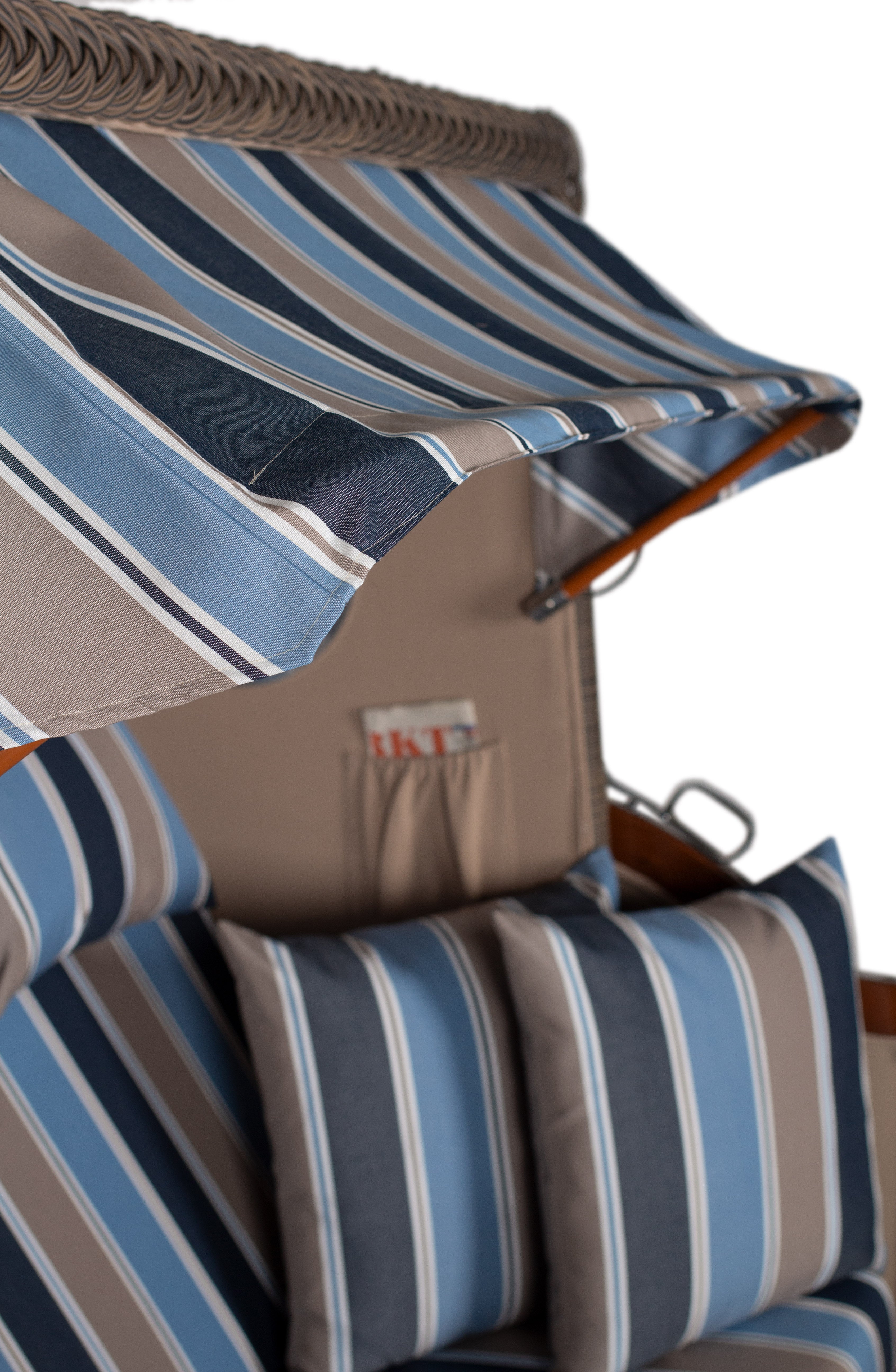 Strandkorb Düne Bullauge Mahagoni PE Grey Dessin 580 inkl. Sekt-/Champagnerkühler