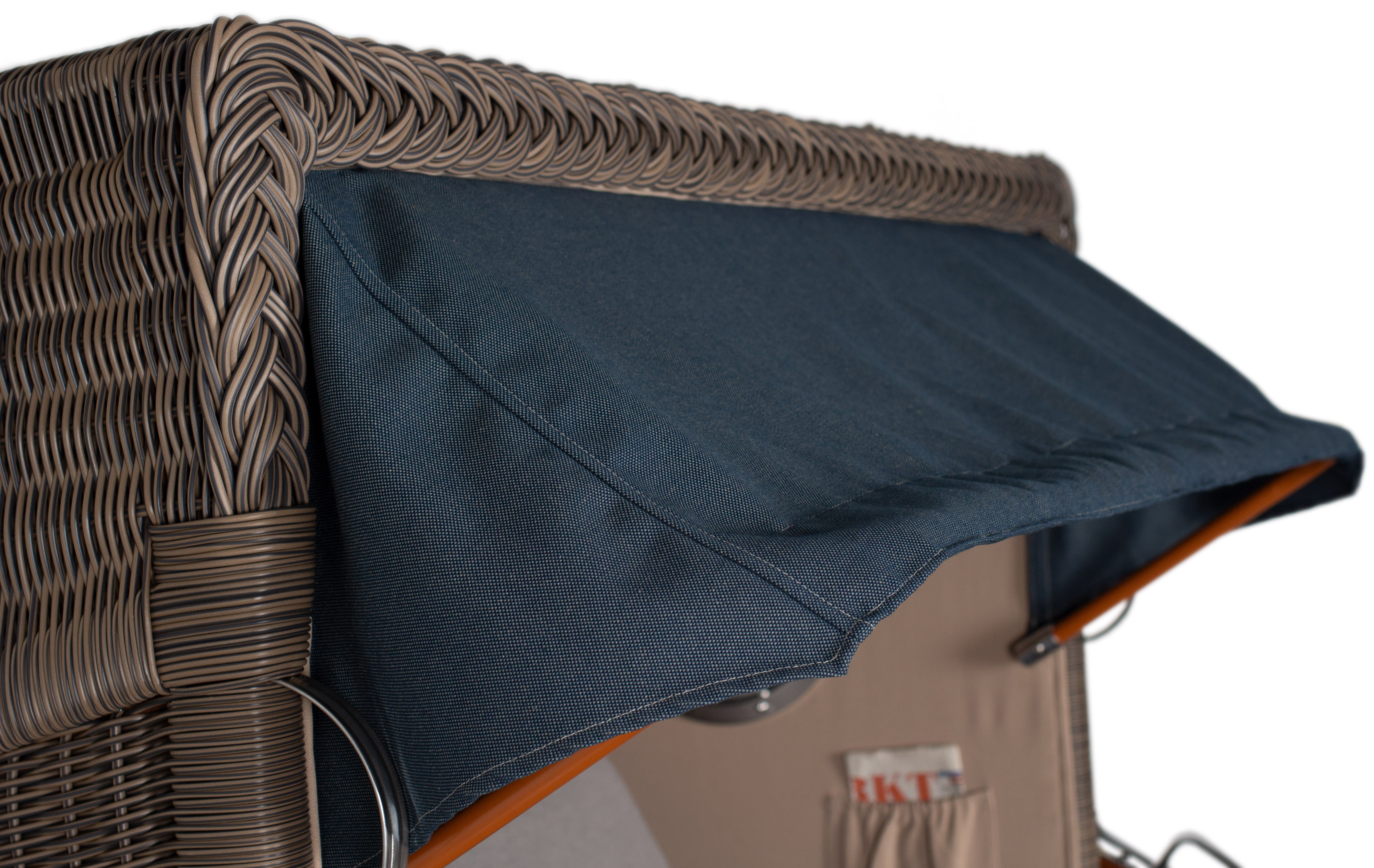 Strandkorb Düne Bullauge Mahagoni PE Grey Dessin 593 inkl. Sekt-/Champagnerkühler