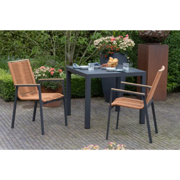 Gartenmöbelset Diningsessel Alicante terracotta mit Tisch Tarifa (90x90 cm)