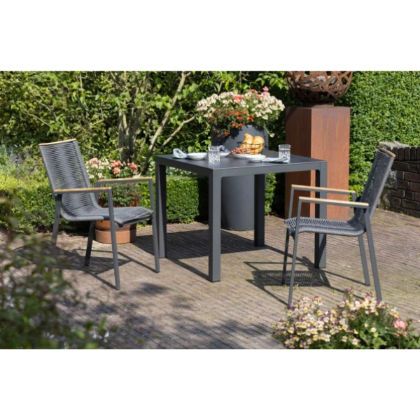 Gartenmöbelset Diningsessel Alicante anthrazit mit Tisch Tarifa (90x90 cm)