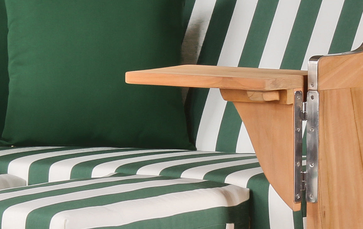 Strandkorb Düne Teak Bullauge Dessin 561 inkl. Sekt-/Champagnerkühler