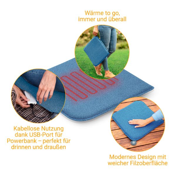 Outdoor Sitzheizkissen OL 650 blau inkl. Powerbank