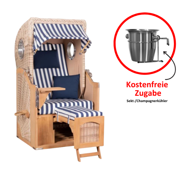 Strandkorb Düne Einsitzer Dessin 518 inkl. Sekt-/Champagnerkühler