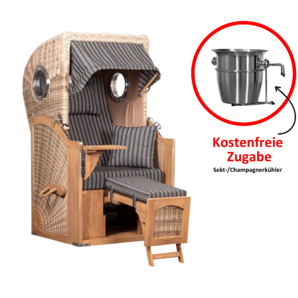 Strandkorb Düne Einsitzer Dessin 500 inkl. Sekt-/Champagnerkühler