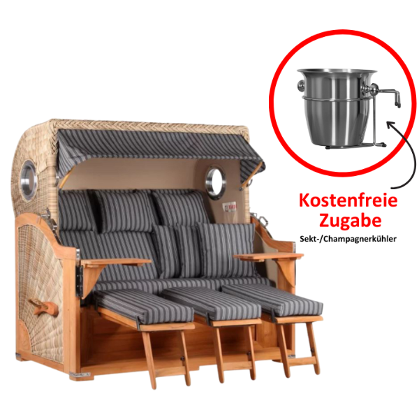 Strandkorb Baltikum XXL Dessin 500 inkl. Sekt-/Champagnerkühler