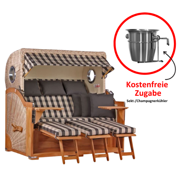 Strandkorb Baltikum XXL Dessin 505 inkl. Sekt-/Champagnerkühler