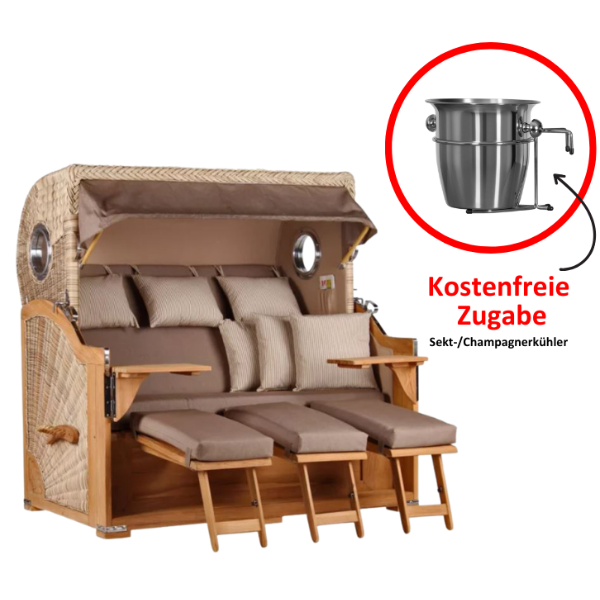 Strandkorb Baltikum XXL Dessin 534 inkl. Sekt-/Champagnerkühler