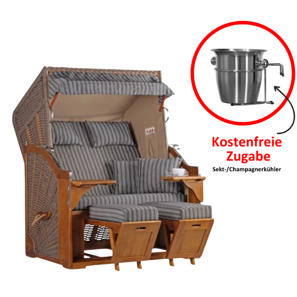 Strandkorb Schleswig Dessin 553 inkl. Sekt-/Champagnerkühler