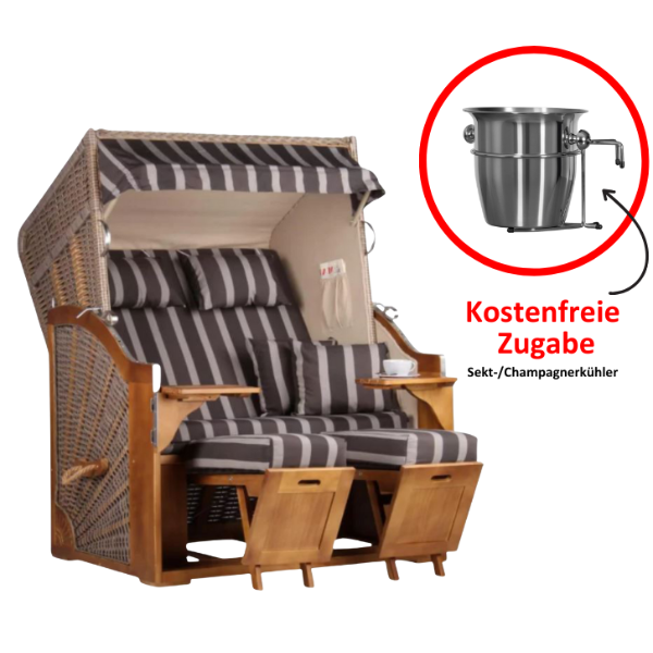 Strandkorb Schleswig Dessin 554 inkl. Sekt-/Champagnerkühler
