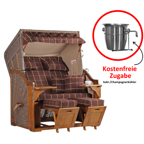 Strandkorb Schleswig Dessin 556 inkl. Sekt-/Champagnerkühler