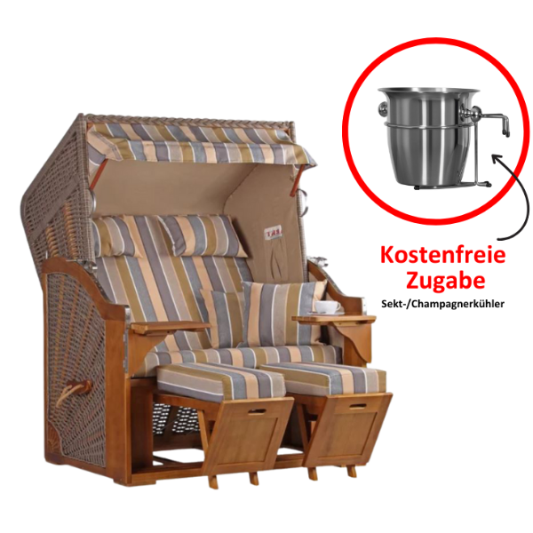 Strandkorb Schleswig Dessin 557 inkl. Sekt-/Champagnerkühler